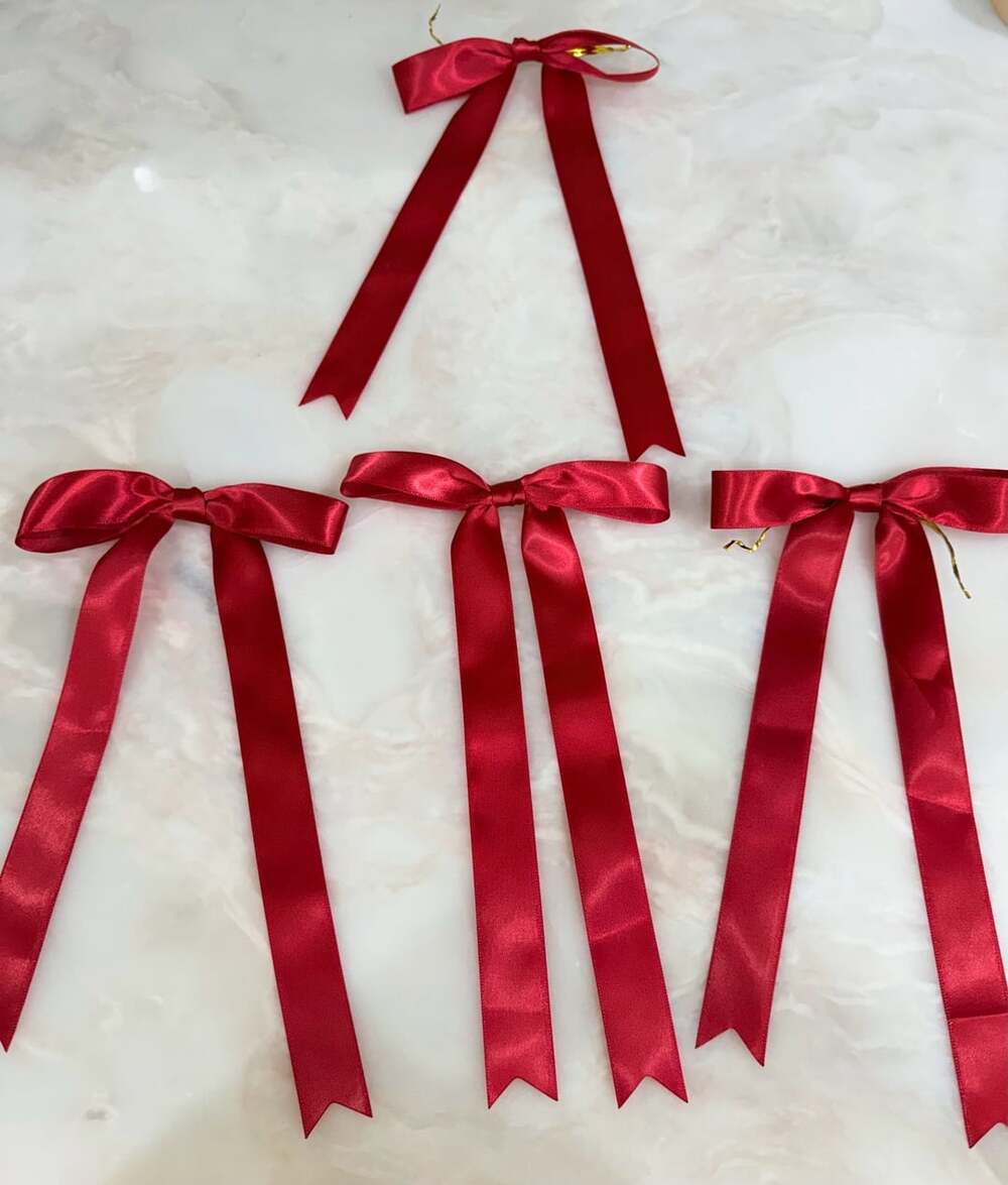 Red Satin Ribbon Bows - Picture 2 of 4